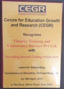 CEGR_Vinspire_Outstanding iNNOVATIVE tRAINING pROVIDER_2019